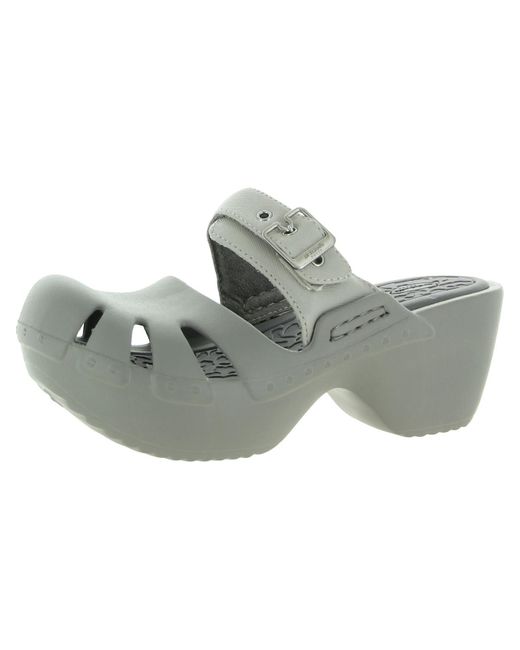 Dr. Scholls Gray Dance On Buckle Mules Clogs
