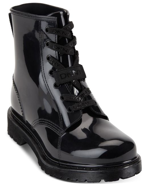 DKNY Black Tilly Combat Boot Leather Short Combat & Lace-up Boots