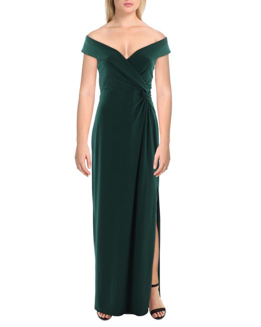 Lauren by Ralph Lauren Green Leonidas Knit Sleeveless Evening Dress