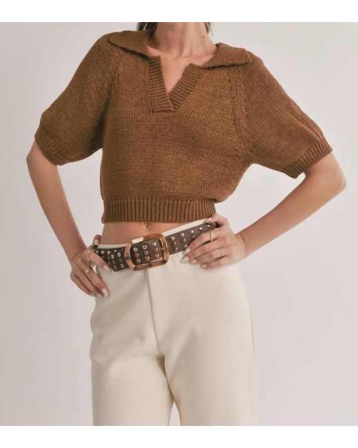 Sage the Label Brown Scarlet Collared Sweater