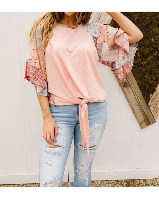 Davi & Dani Pink Patricia Patchwork Top