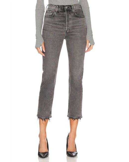 Agolde Gray Riley High Rise Straight Crop