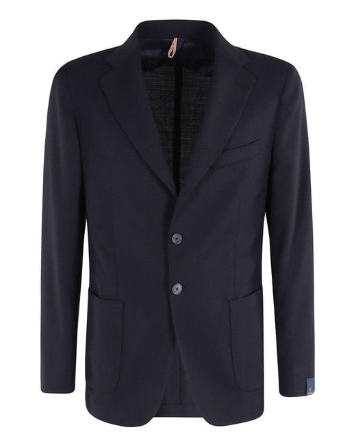 Santaniello Blue Tailored Hopsack Stretch Blazer for men