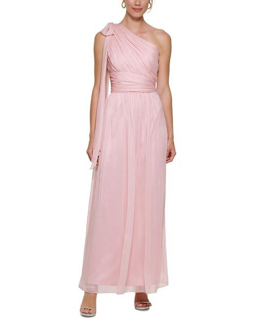 DKNY Pink Chiffon One Shoulder Evening Dress