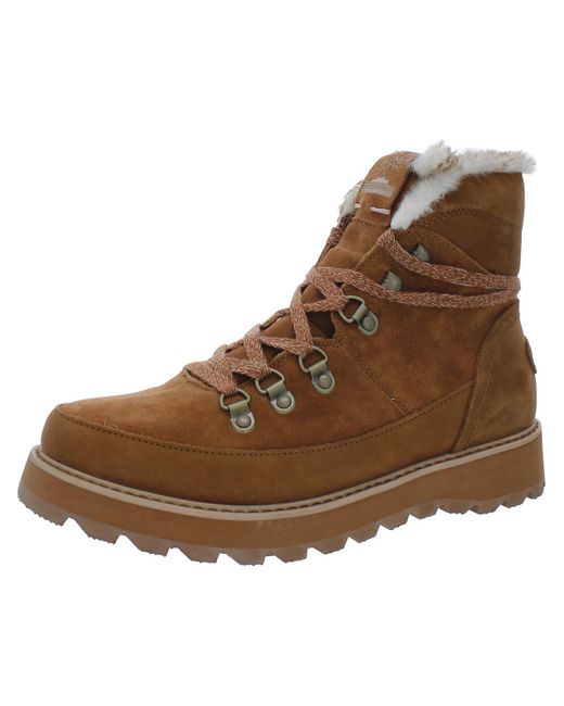 Roxy Brown Sadie Lace-up Closure Thermal Insulation Ankle Boots