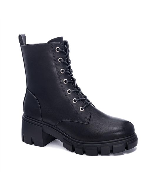 Dirty Laundry Blue Newz Smooth Combat Boot