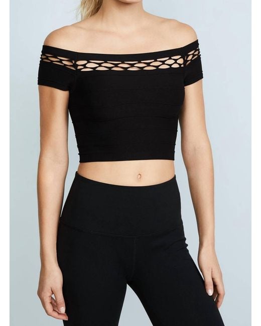 Phat Buddha Black The El Off The Shoulder Cut Out Crop Top