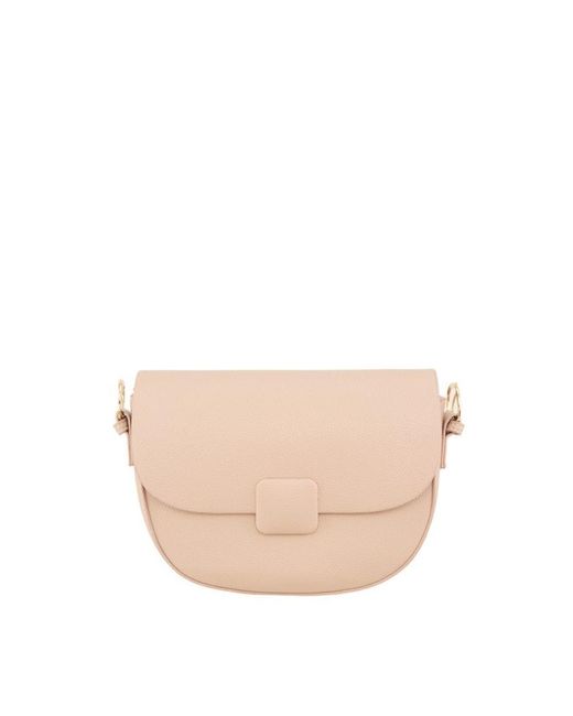 Fashnzfab Natural Half Moon Pu Leather Square Buckle Crossbody Bag