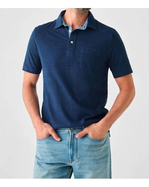 Faherty Brand Blue Short-sleeve Polo for men