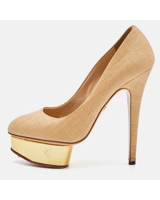 Charlotte Olympia Natural Raffia Platform Pumps
