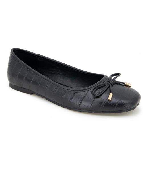 Kenneth Cole Black Faux Leather Slip On Ballet Flats