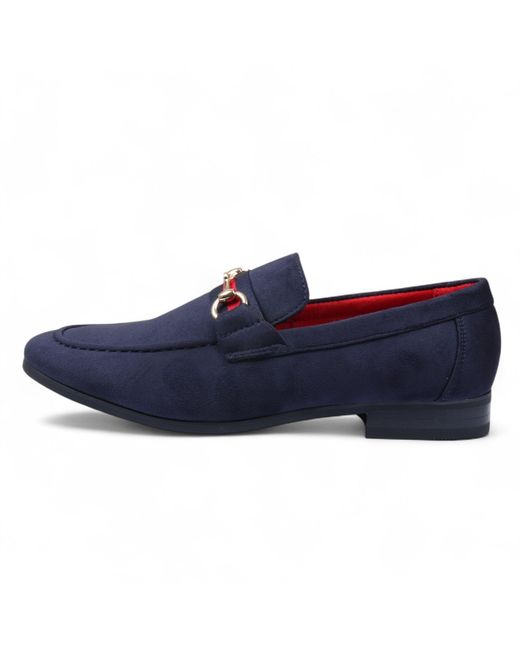Infinity Leather Blue Suede Loafers With Buckle Slip-On Dress Shoes for men