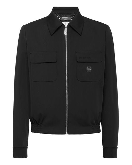 Philipp Plein Blue Nylon Blouson for men