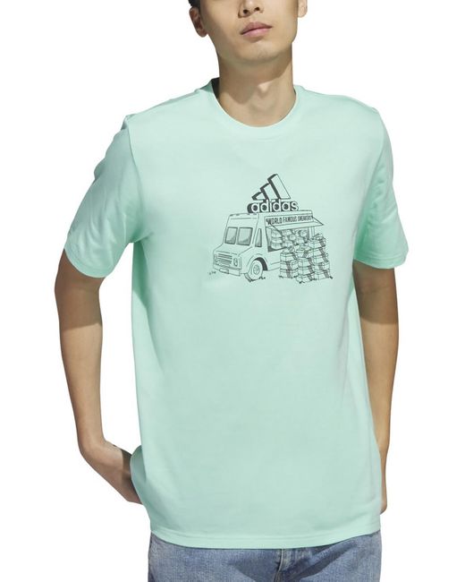 Adidas Green Crewneck Short Sleeve Graphic T-shirt for men
