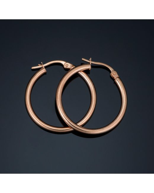 Fremada Metallic 10k Rose Polished Hoop Earrings (2x20 Mm)