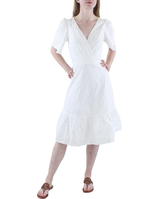 Lucy Paris White Mona Cutout Knee Length Midi Dress