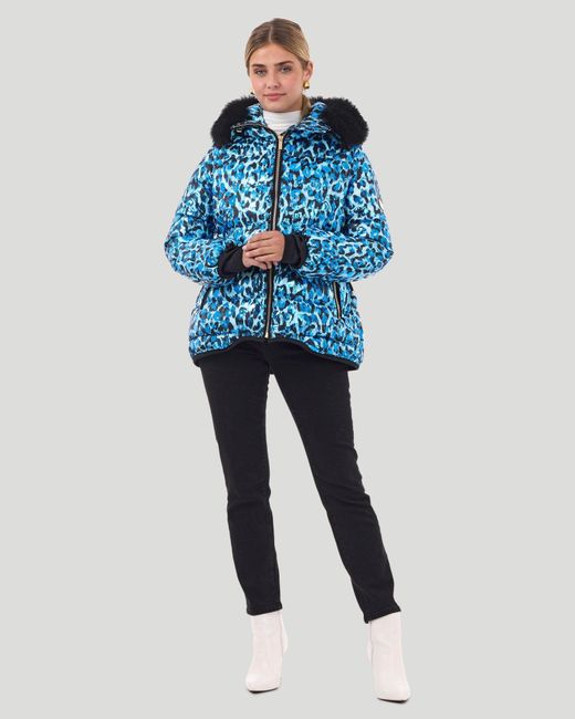 Gorski Blue Apres-ski Jacket With Detachable Fox Hood Trim