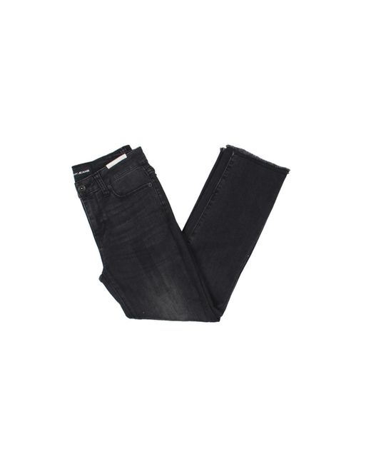 DKNY Rivington Mid- Rise Cropped Straight Leg Jeans in Black | Lyst