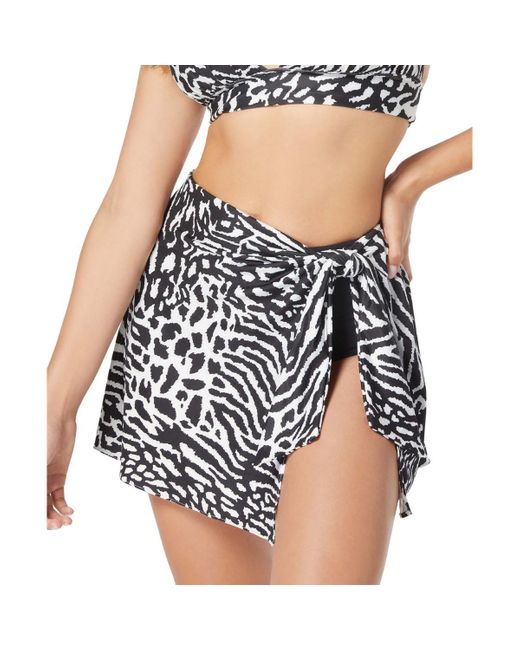 Coco Reef Black Sarong Animal Print Swim Bottom Separates