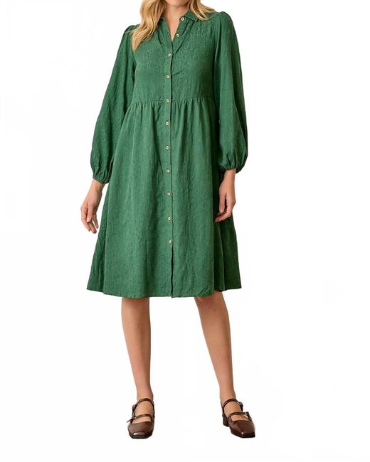 Baevely By Wellmade Phoebe Button Front Long Sleeve Midi Dress in Green |  Lyst
