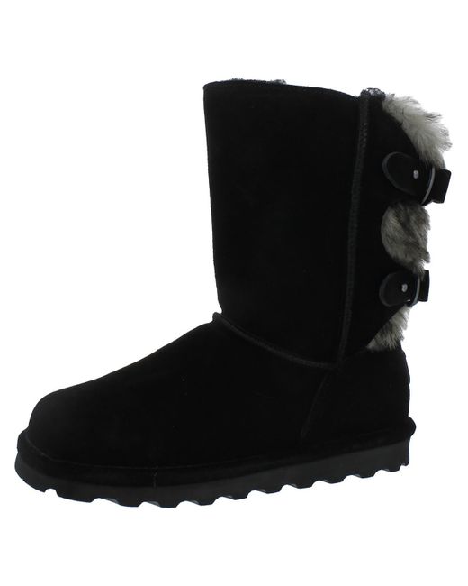 BEARPAW Black Eloise Suede Wool Blend Winter & Snow Boots
