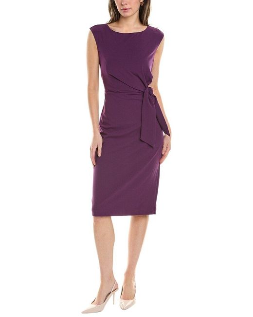 Tahari Purple Tie Front Sheath Dress