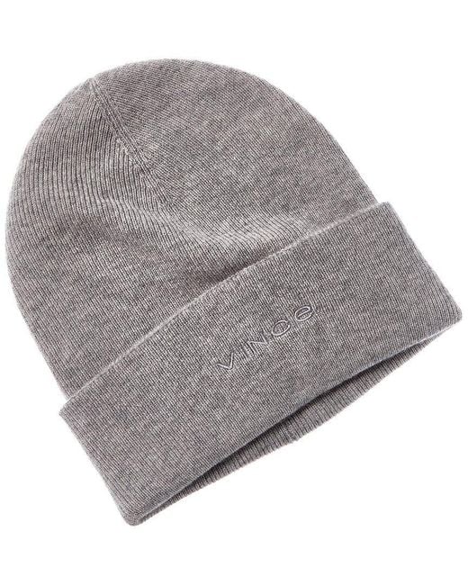 Vince Gray Fine Rib Double Layer Cuff Knit Hat
