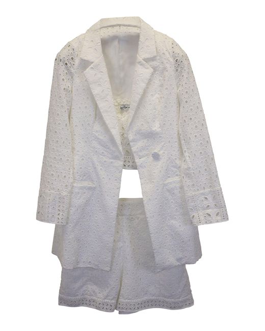 Charo Ruiz Gray Ibiza 3-Piece Broderie Anglaise Suit Set