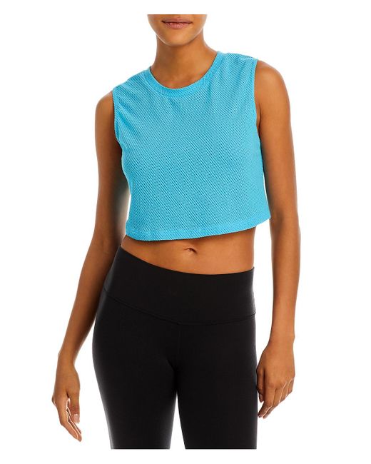 Year Of Ours Blue Mesh Muscle Crop Top