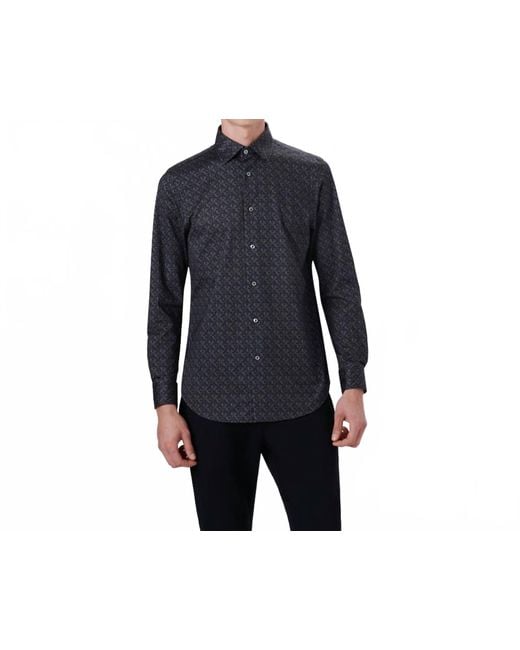 Bugatchi Jimmy Chevron Print Ooohcotton Long Sleeve Shirt in Black for Men | Lyst Bugatchi Jimmy Chevron Print Ooohcotton Long Sleeve Shirt in Black for Men | Lyst
