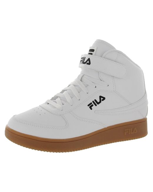 Fila White A-high Gum Synhetic High Top Casual And Fashion Sneakers