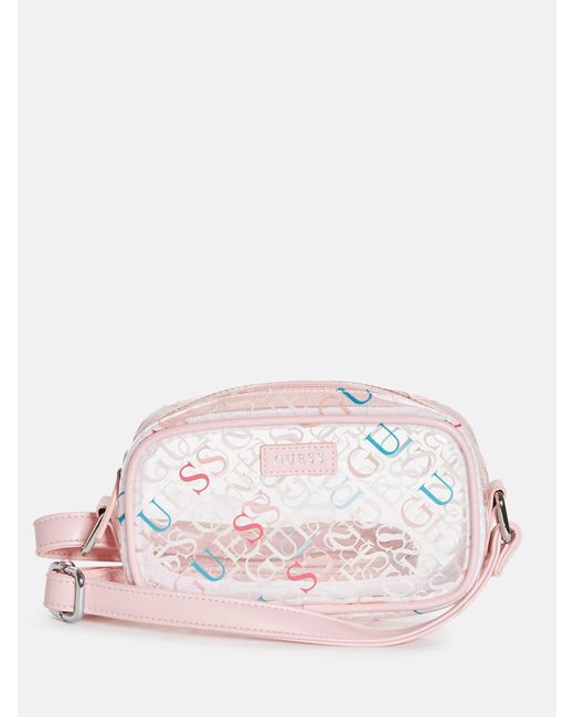 Guess Factory Logo Print Clear Plastic Crossbody in Pink Lyst