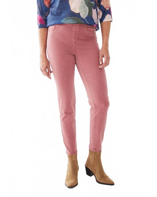 Fdj Women's Red Pull On Slim Ankle Jean