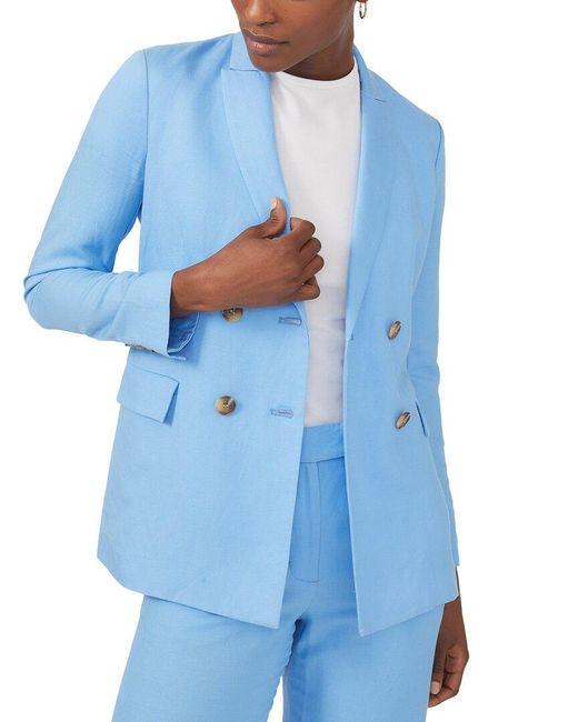 J.McLaughlin Blue Vesta Linen-blend Jacket