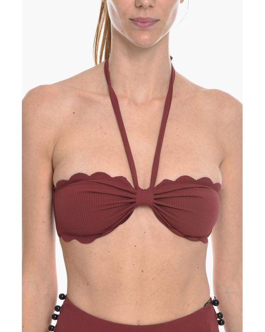 Marysia Swim Black Halterneck Chesapeake Bikini Top With Scalloped Edge Xs Standard Size