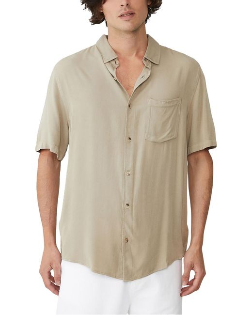 Cotton On Natural Pocket Viscose Button-down Shirt for men