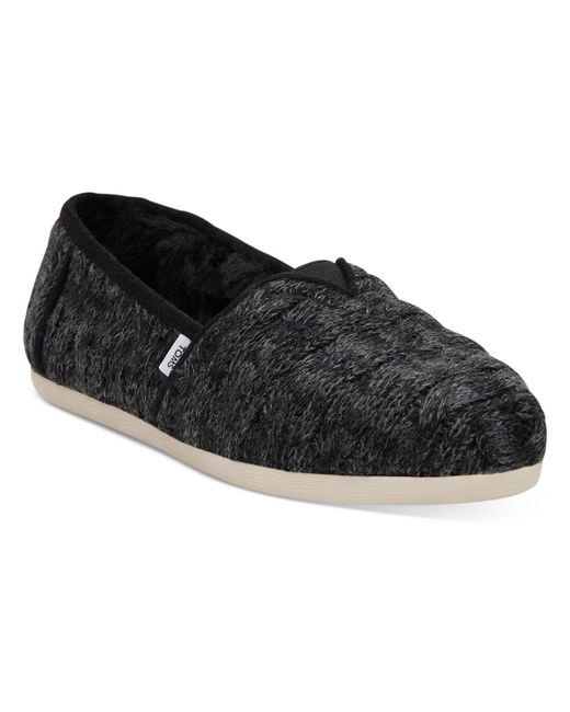 TOMS Black Alpargata Faux Fur Loafers
