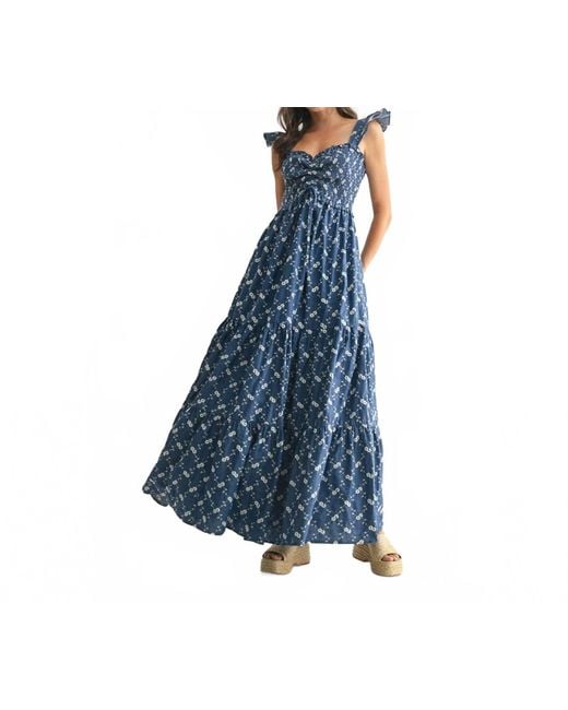 blu pepper blue floral dress Blu Pepper Women's Patchwork Print Tiered Sundress - Blue