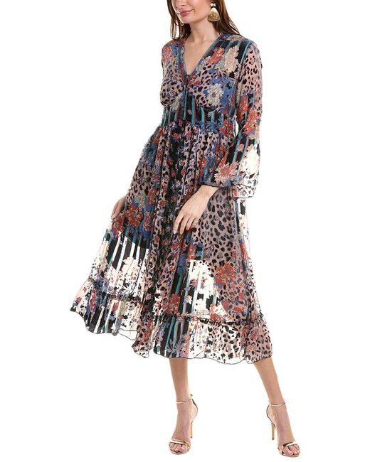 Johnny Was White Petite Ontar Beesley Silk-blend Maxi Dress