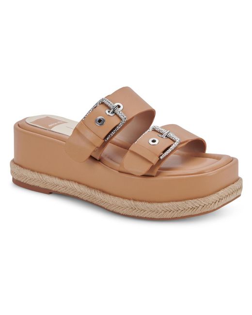 Dolce Vita Brown Canyon Leather Slip On Flatform Sandals