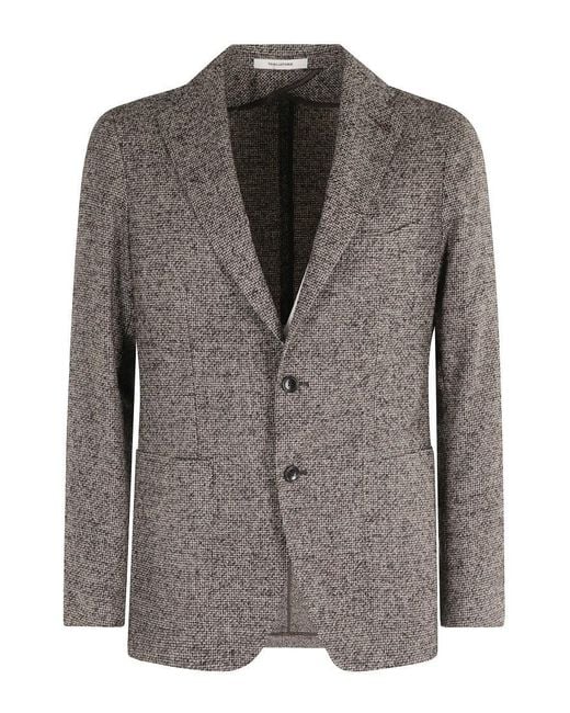 Tagliatore Brown Single-Breasted Micro-Pattern Wool Jacket for men
