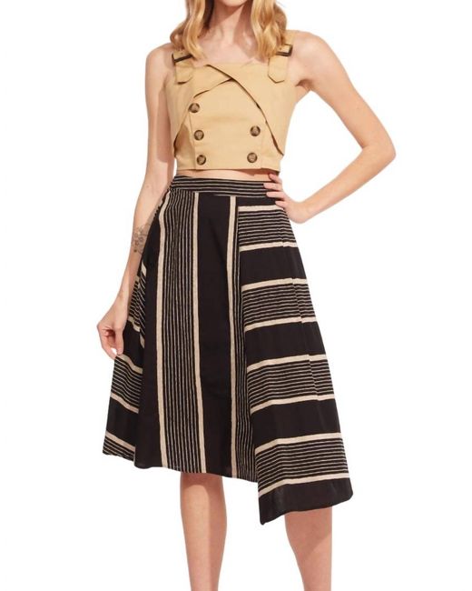 Eva Franco Black Stripe Midi Skirt