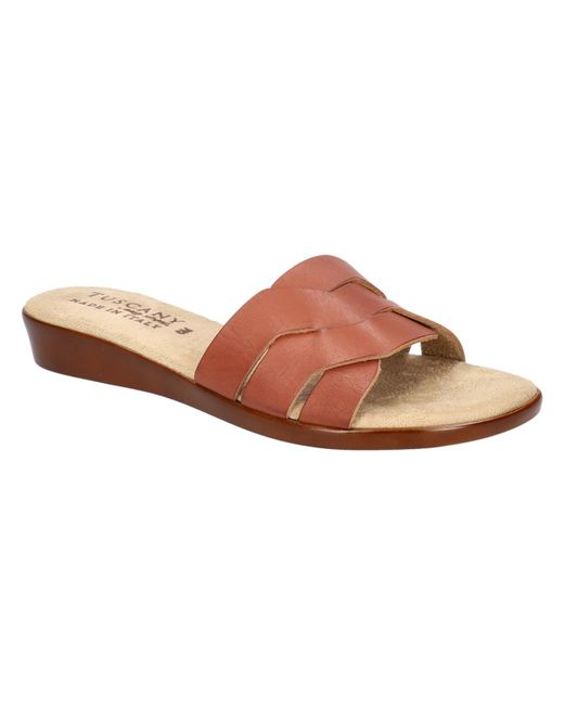 TUSCANY by Easy StreetR Brown Nicia Faux Leather Slide Sandals