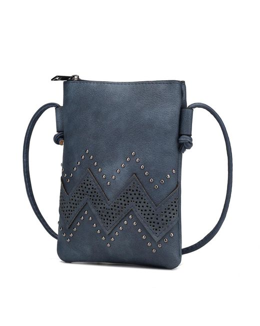MKF Collection by Mia K Blue Athena Crossbody Vegan Leather Handbag By Mia K.