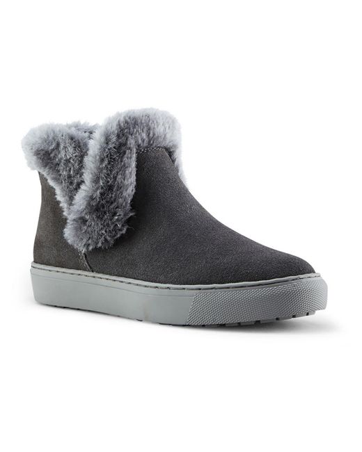 Cougar Shoes Gray Duffy Synthetic Faux Fur Trim Ankle Boots