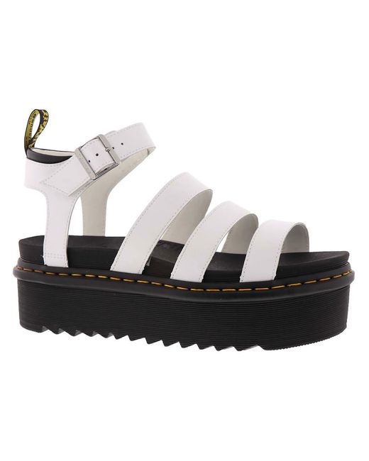 Dr. Martens Blaire Quad Leather Summer Platform Sandals in Black | Lyst