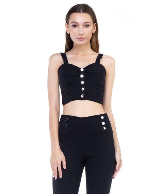 TRUEDAMES Blue Sweetheart Button Down Crop Top