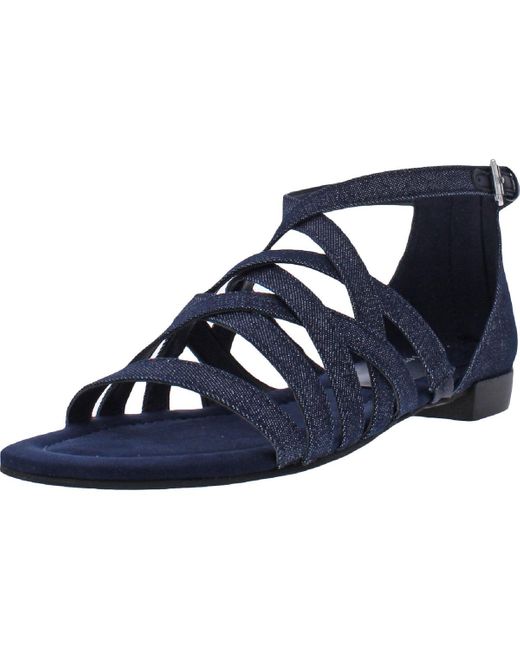Marc Fisher Blue Play2 Padded Sole Zipper Strappy Sandals