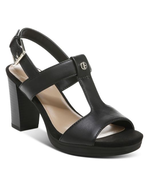 Giani Bernini Black Paulette Faux Leather T-strap Block Heel