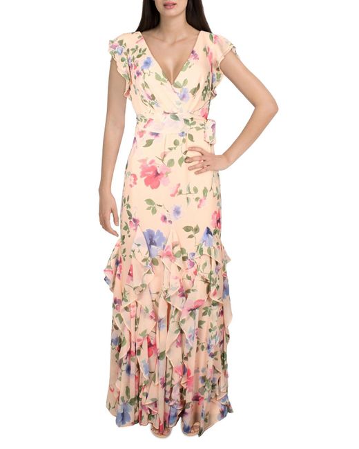 Lauren by Ralph Lauren Pink Vikrana Ruffled Long Evening Dress